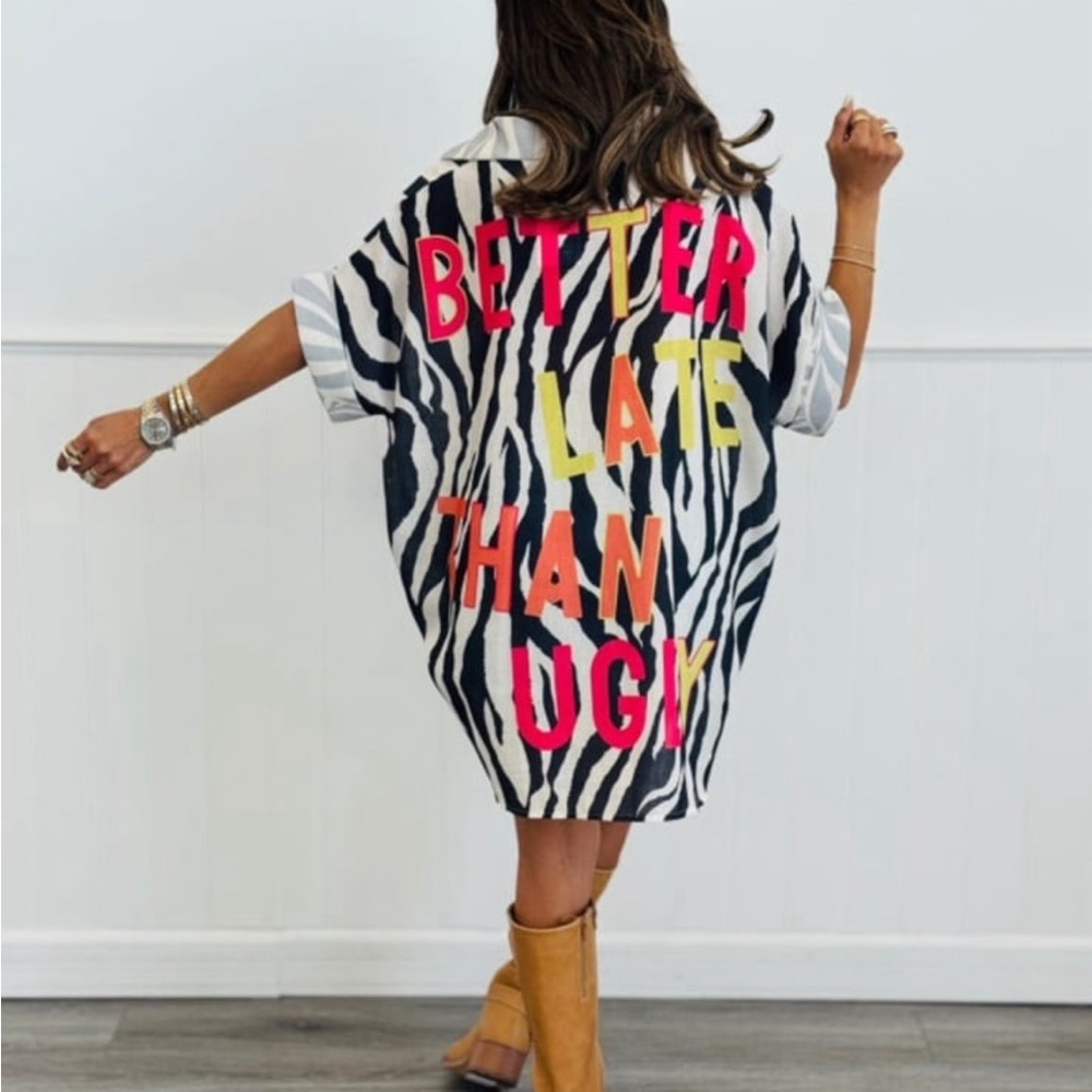 Bold Zebra Print Button Down Shirt